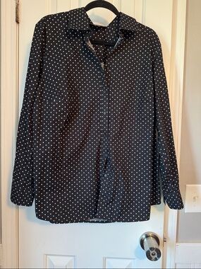 Jones New York Black Button-Down with White Polka Dots